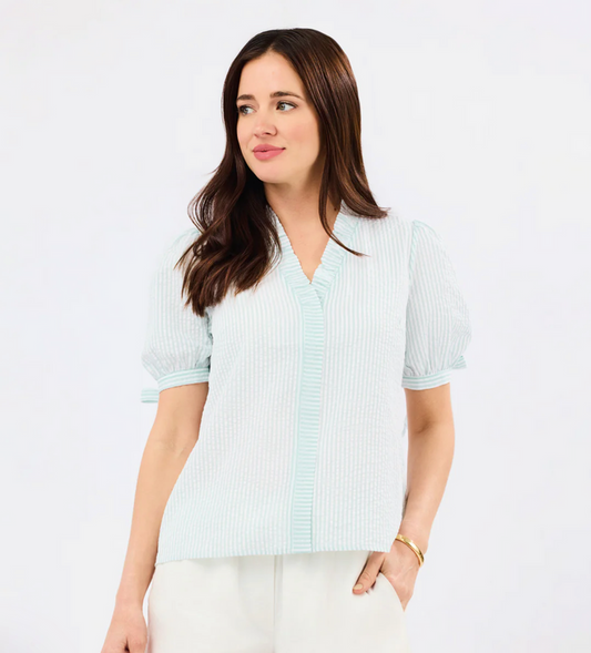 Brynn Top Seafoam & White
