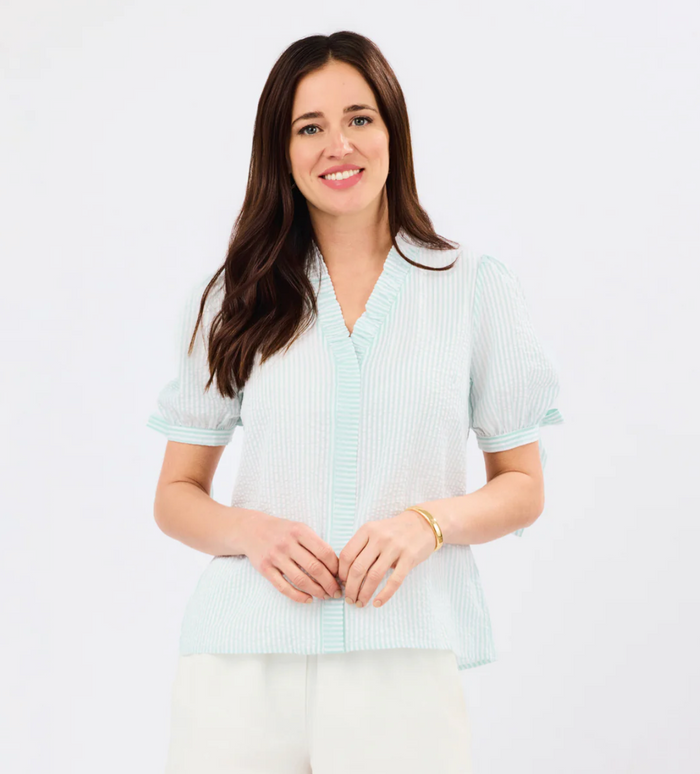 Brynn Top Seafoam & White