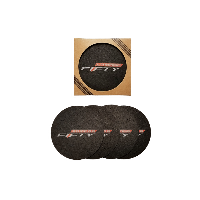 Dark Slate Gray Camaro Fifty Recycled Rubber Tire (4 Pack) Coaster Set *Made In The USA