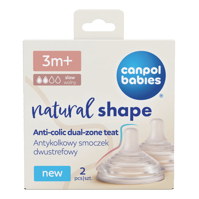 Canpol babies® Anti-colic two-area silicone soother Natural Shape 3m+ 2 pcs