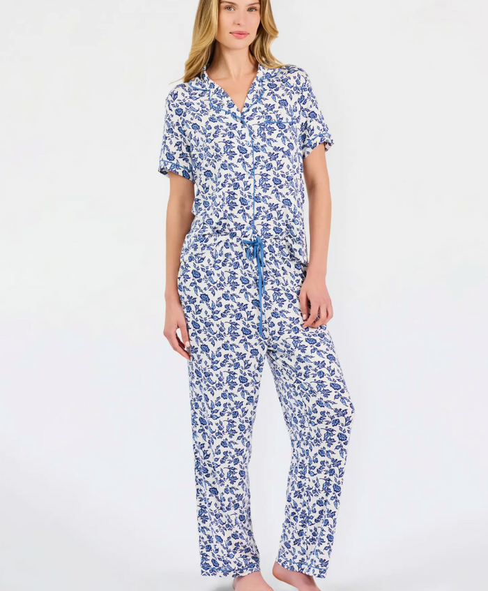 Charlotte Pajama Pants Set | Ivy Script Navy