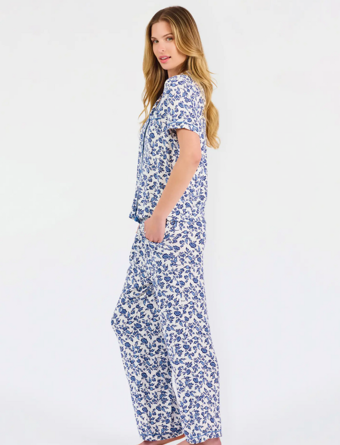 Charlotte Pajama Pants Set | Ivy Script Navy