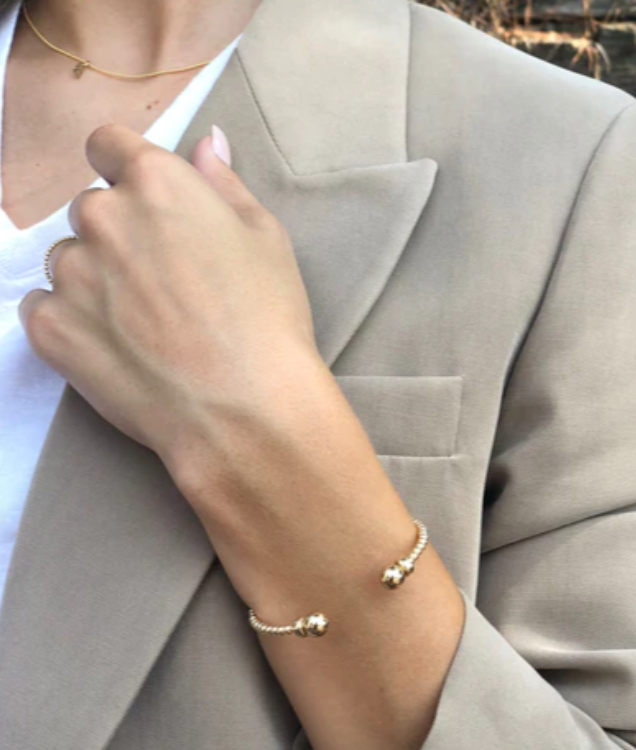 Classic Gold 3mm Gold Bead Cuff