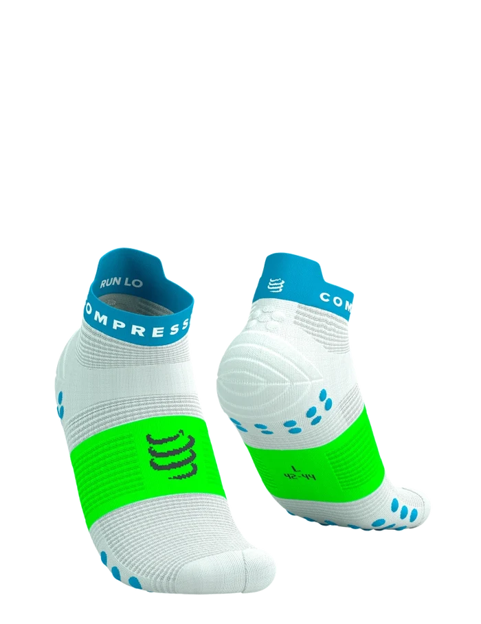 Compressport | Pro Racing Socks V4 | Run Low | White / Blue / Green