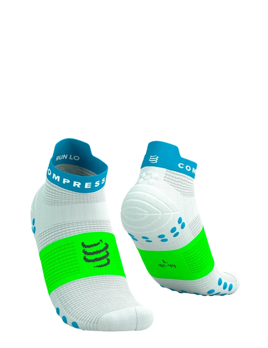 Compressport | Pro Racing Socks V4 | Run Low | White / Blue / Green
