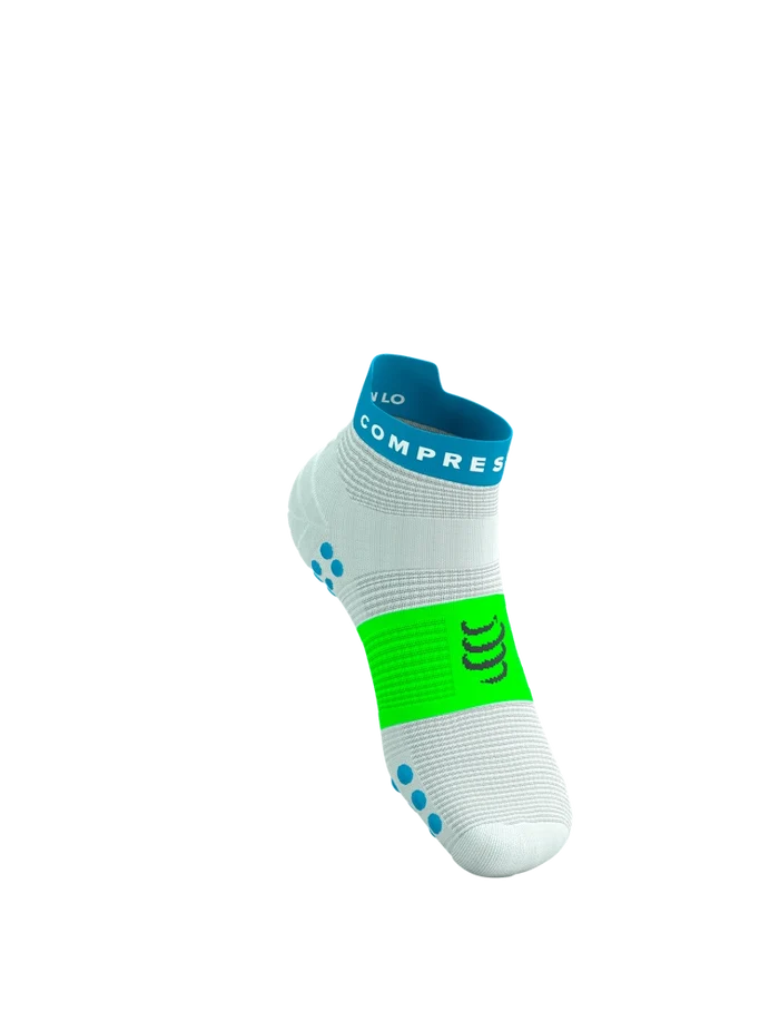 Compressport | Pro Racing Socks V4 | Run Low | White / Blue / Green