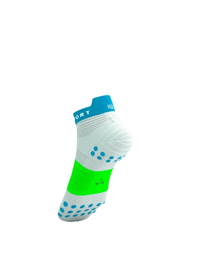 Compressport | Pro Racing Socks V4 | Run Low | White / Blue / Green