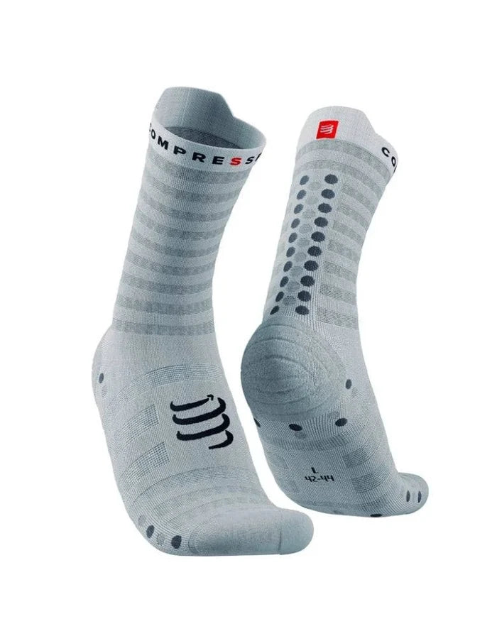 Compressport | Pro Racing Socks V4 | Ultralight | Run High | White / Alloy