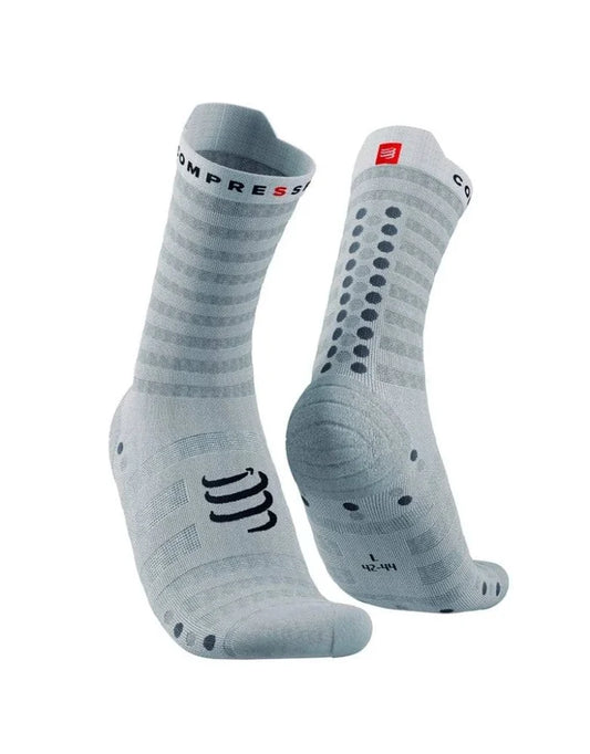 Compressport | Pro Racing Socks V4 | Ultralight | Run High | White / Alloy