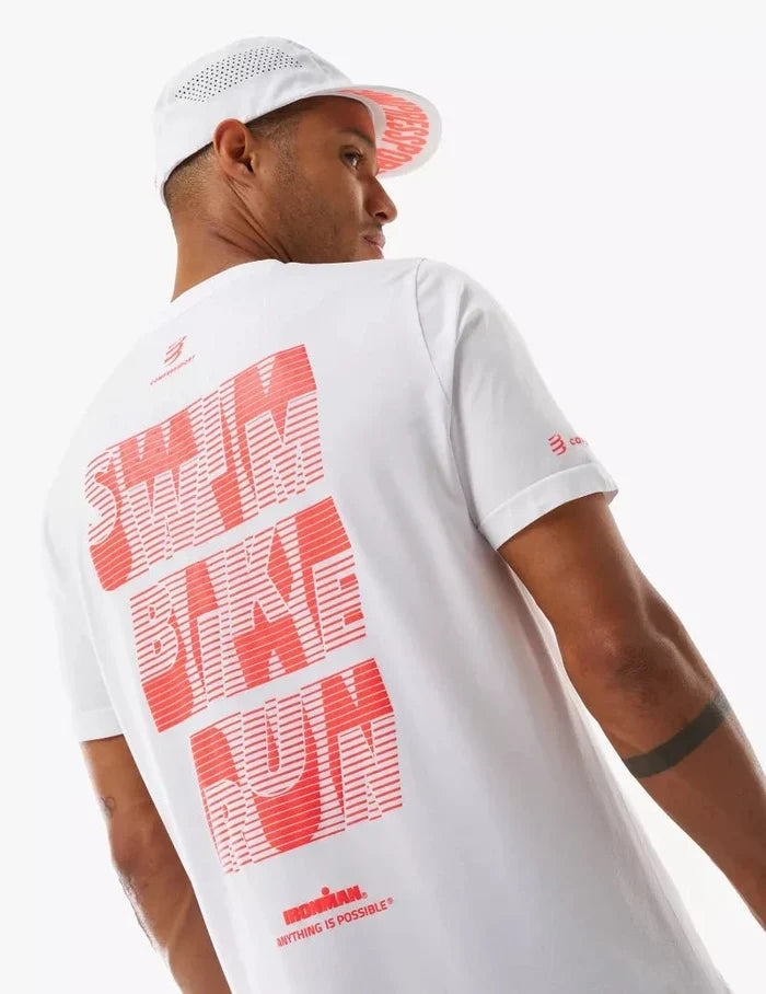 Compressport | Training SS T-Shirt | Heren | IRONMAN 2026 | White / Neon Red