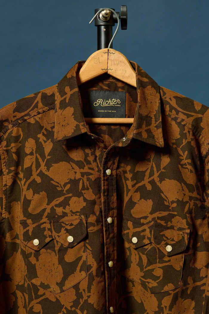 Cotton Printed Corduroy in Floral Camou Front