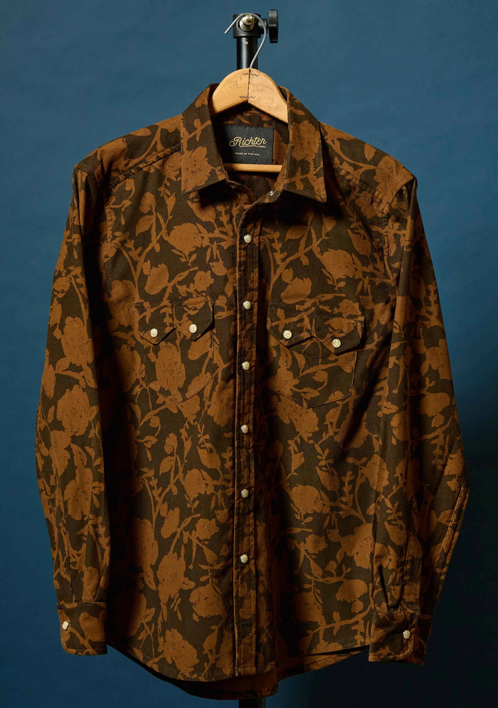 Cotton Printed Corduroy in Floral Camou