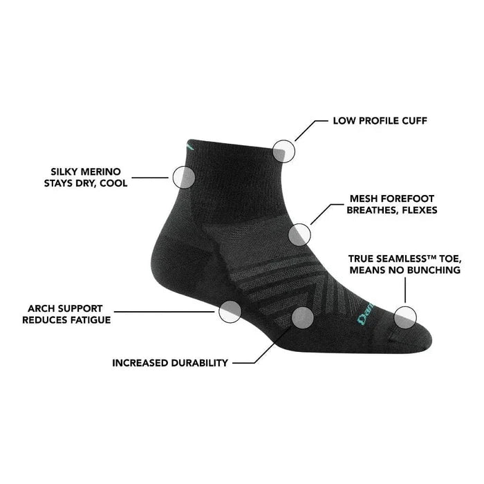 Darn Tough | Run Sock 1/4 Lightweight | Dames | Black