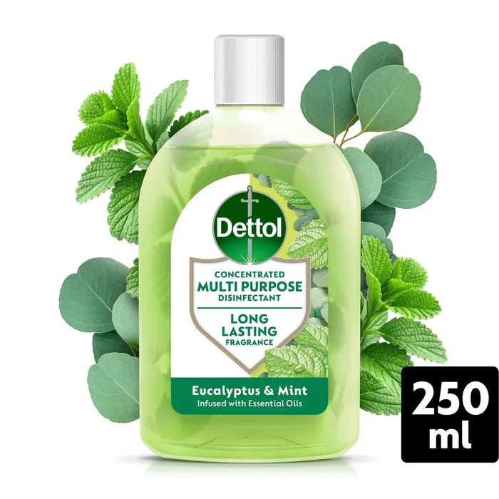 Dettol Concentrated Multipurpose Disinfectant Liquid Eucalyptus & Mint  With Essential Oils 250ml