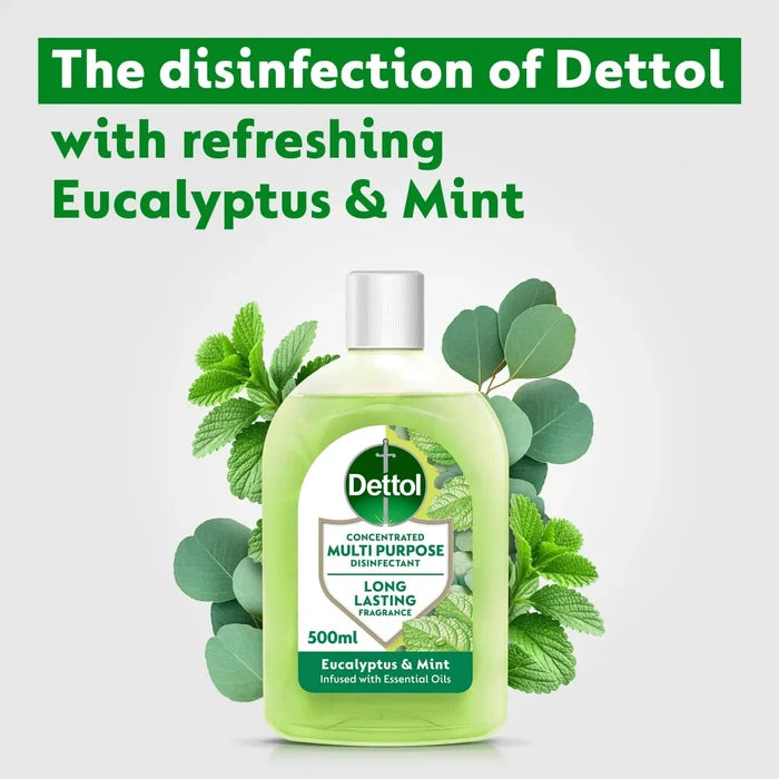 Dettol Concentrated Multipurpose Disinfectant Liquid Eucalyptus & Mint  With Essential Oils 250ml