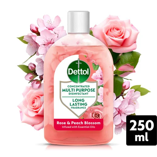 Dettol Concentrated Multipurpose Disinfectant Liquid Rose & Peach Blossom with Essential oils 250ml