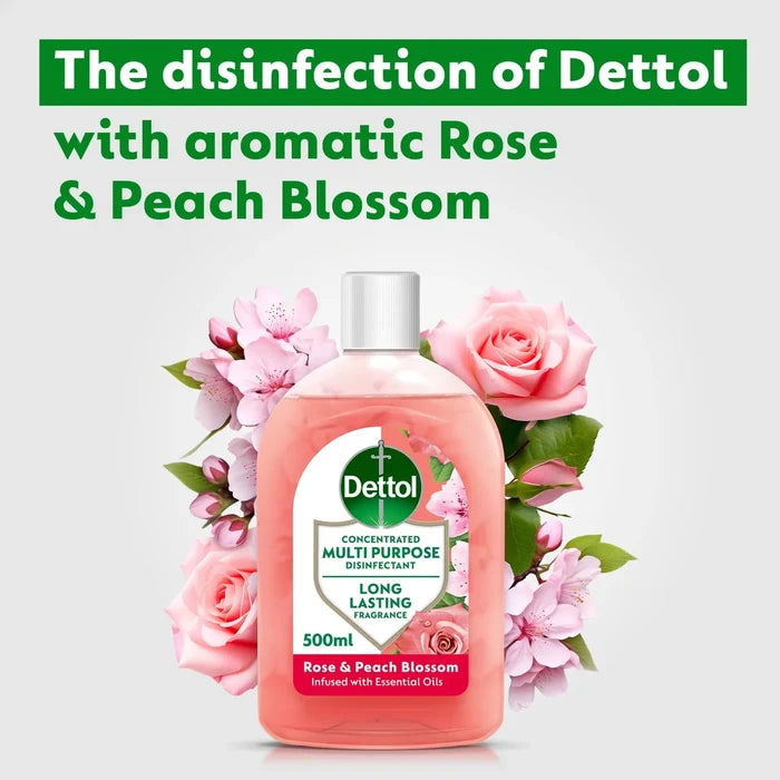 Dettol Concentrated Multipurpose Disinfectant Liquid Rose & Peach Blossom with Essential oils 250ml