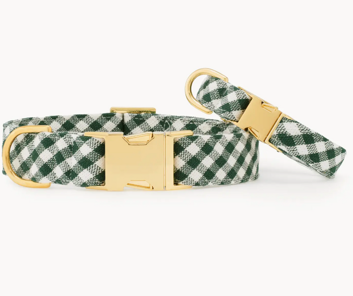 Evergreen Gingham Dog Collar