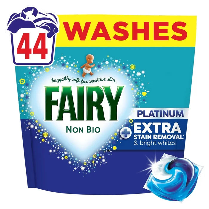 Fairy Non Bio Platinum + Stain Removal For Sensitive Skin Capsules 44 Pack