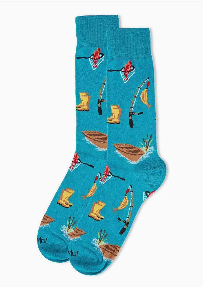 Fishing Bamboo Blend Men's Crew Socks