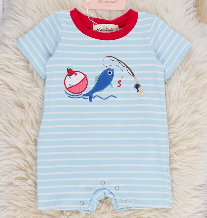 Fishing Striped Cotton Romper