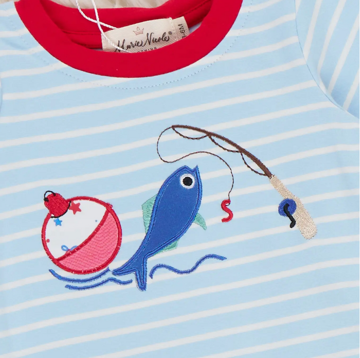 Fishing Striped Cotton Romper