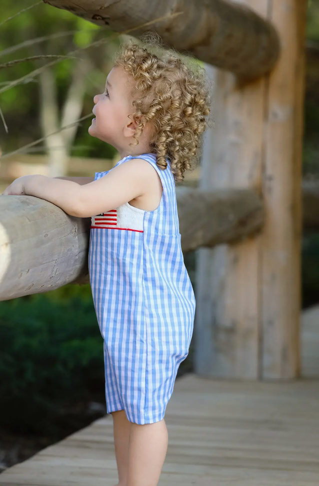 Flag Embroidery Smocking Boys Romper