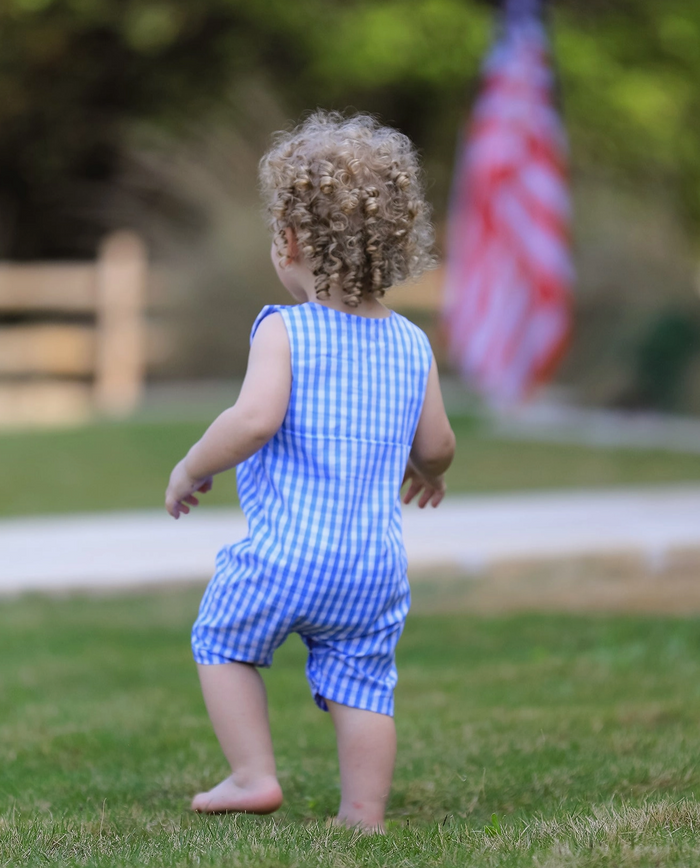 Flag Embroidery Smocking Boys Romper