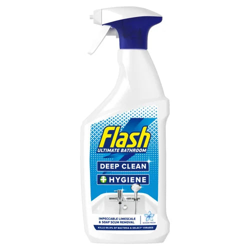 Flash Deep Clean Hygiene Anti Bacterial Bathroom Spray Ocean Fresh 800ml