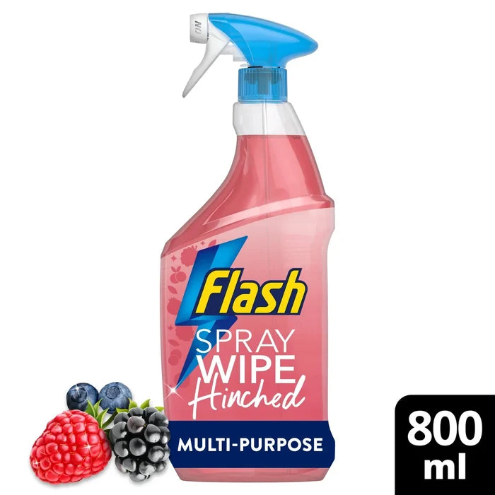 Flash Spray Wipe Hinched Multipurpose Antibacterial Cleaning Spray Wild Berries 800ml
