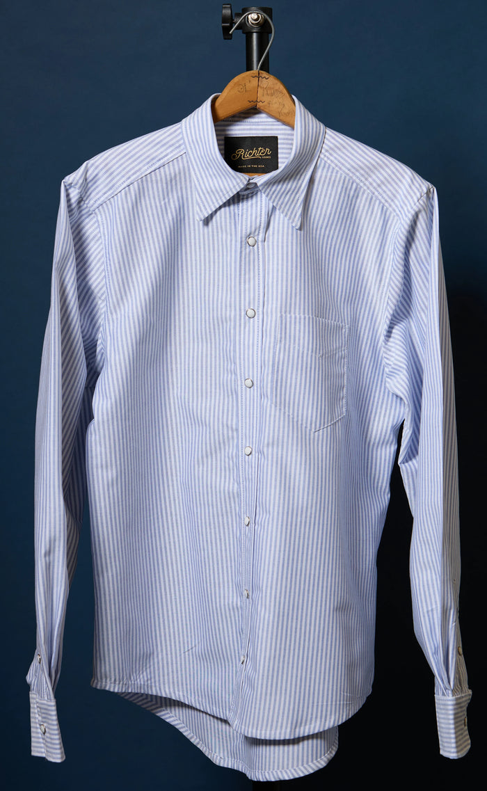 Frances Blue Stripe Western Oxford
