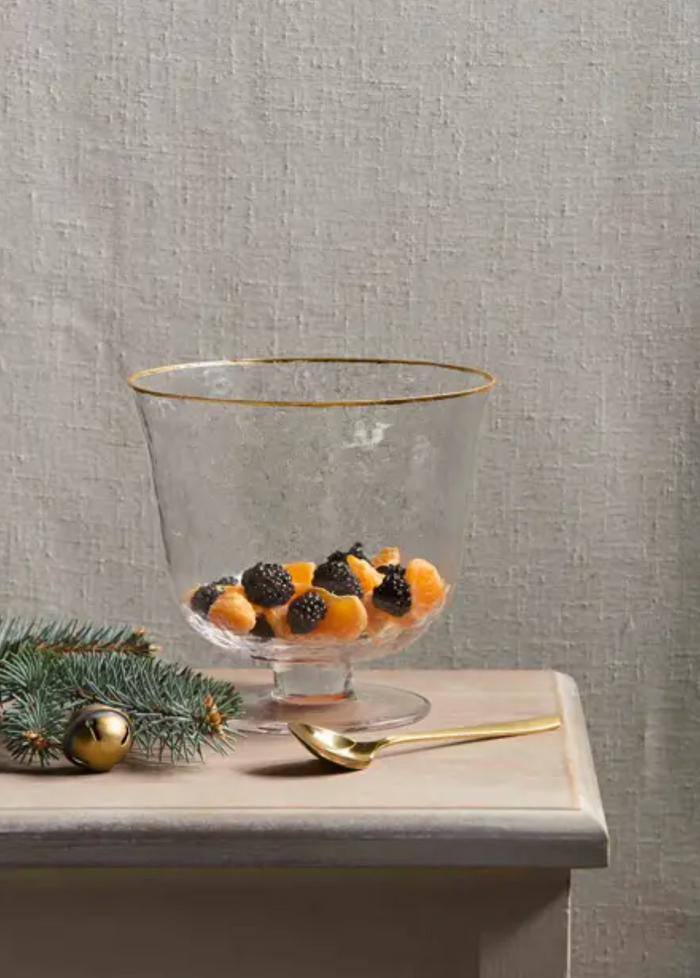 Gold Edge Glass Pedestal Bowl
