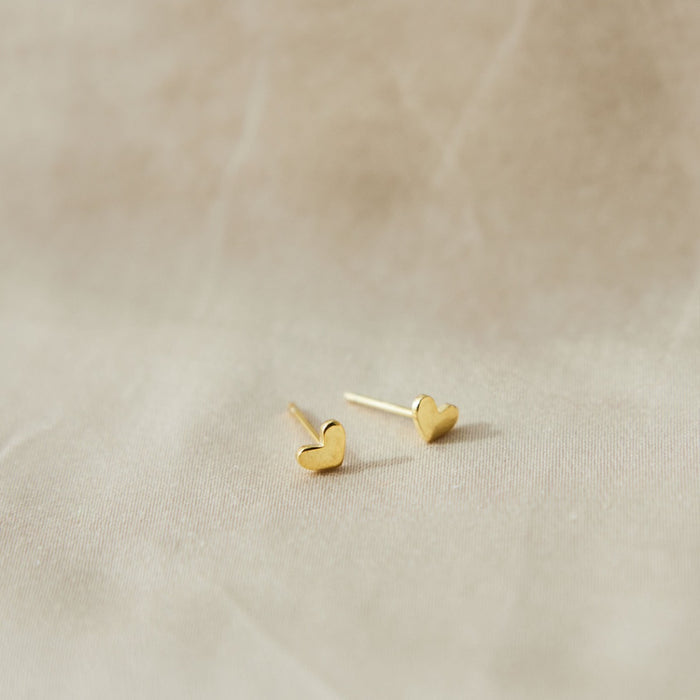 Gold Plated Sterling Silver Tiny Heart Stud Earrings & Personalised Gift Pouch by Made Yours