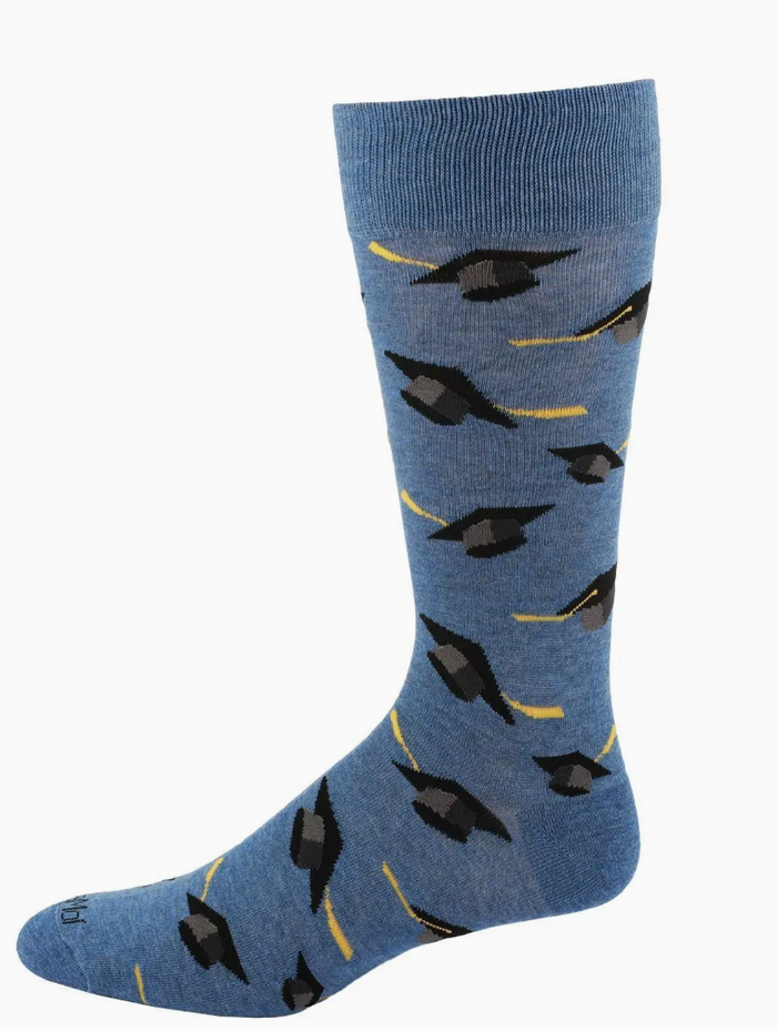 Graduation Cap Mens Bamboo Crew Socks