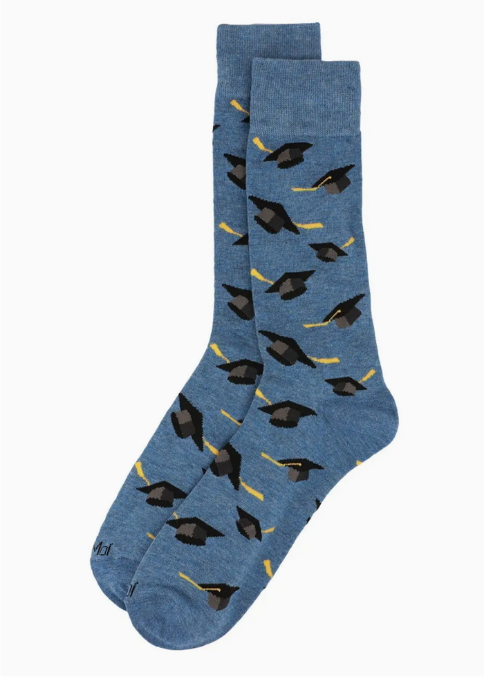 Graduation Cap Mens Bamboo Crew Socks