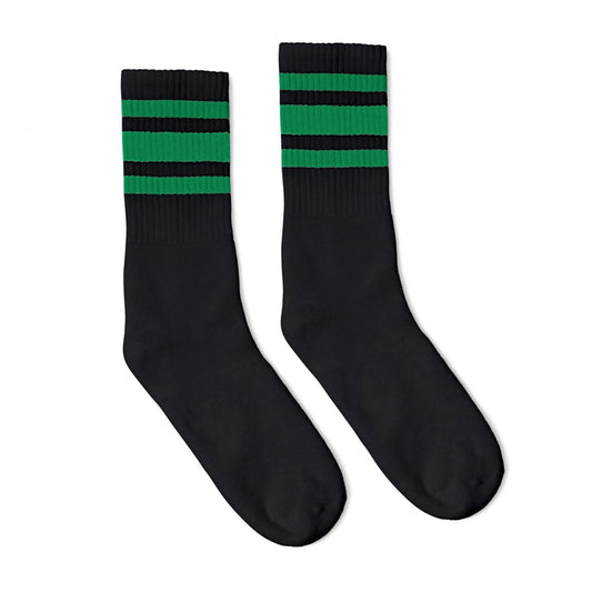 Green Striped Socks | Black: Black / Crew / S/M