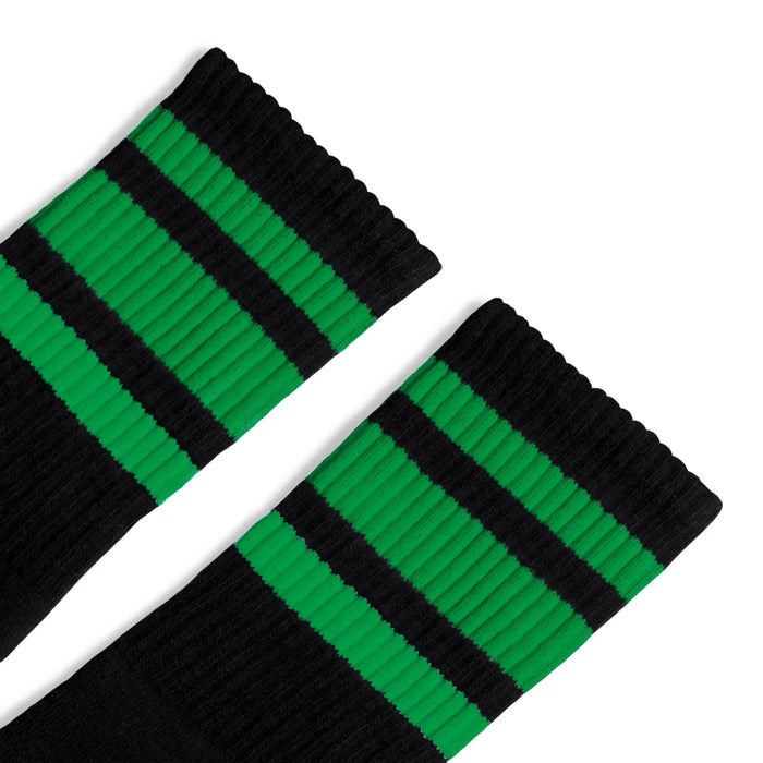 Green Striped Socks | Black: Black / Crew / S/M