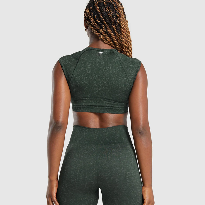 GS - Adapt Fleck Seamless Crop Top - Victory Green/Unit Green
