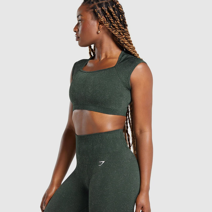 GS - Adapt Fleck Seamless Crop Top - Victory Green/Unit Green