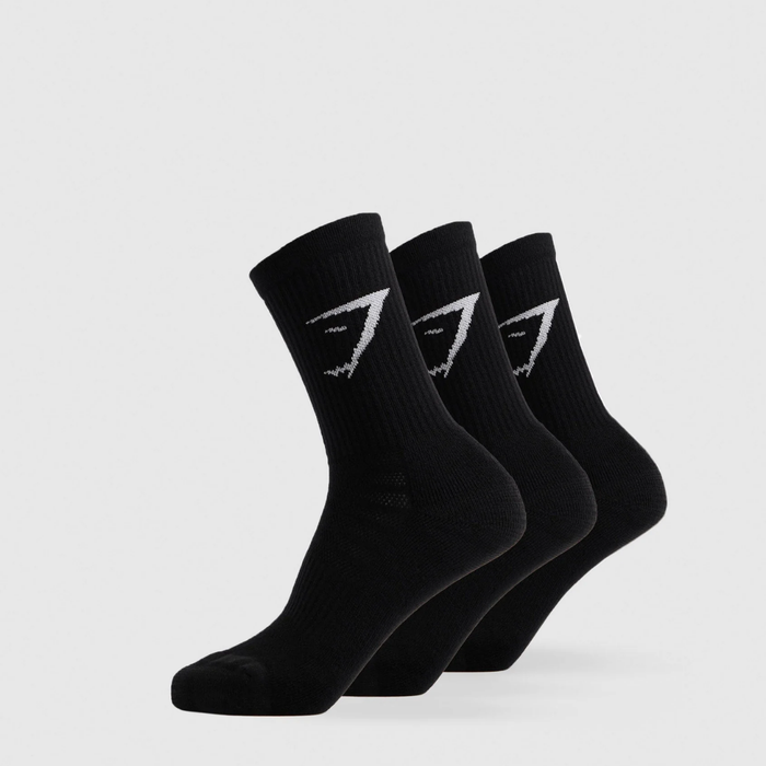 GS - Crew Socks 3pk - Black - Size S