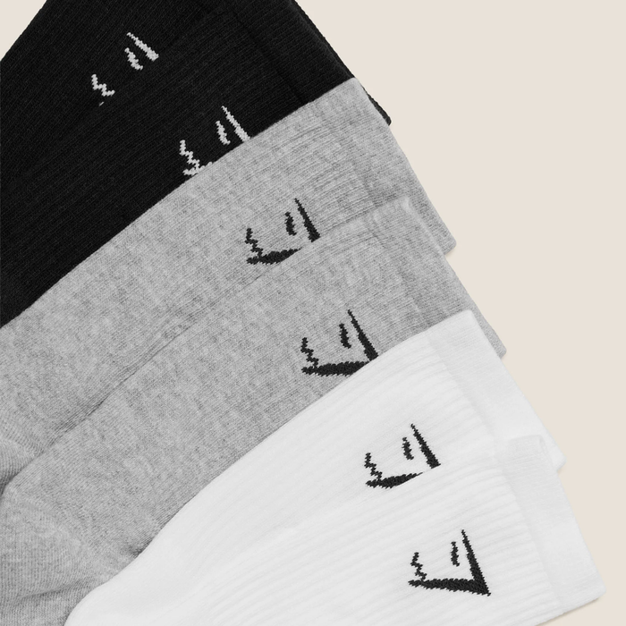 GS - Crew Socks 6pk - White/Light Grey Core Marl/Black