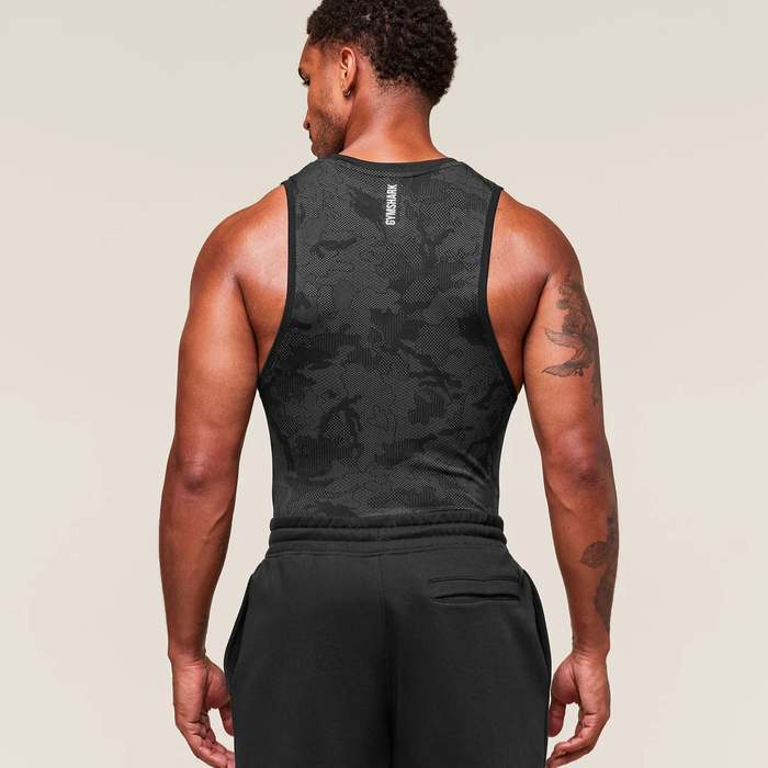 GS - Geo Seamless Tank - Black/Charcoal Grey