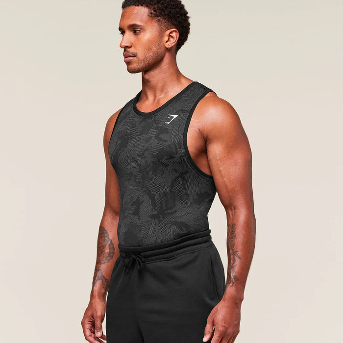 GS - Geo Seamless Tank - Black/Charcoal Grey