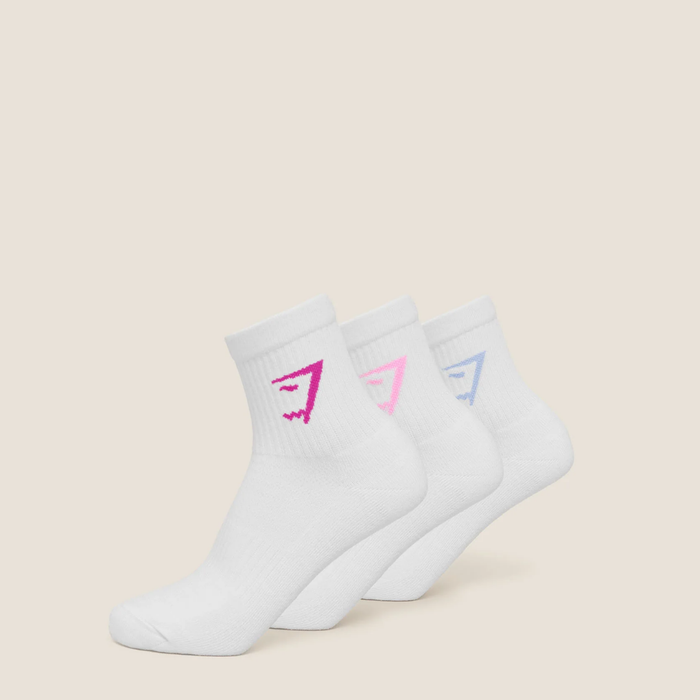 GS - Midi Socks 3pk - White / Chilled Blue / Focus Pink / Super-Set Pink