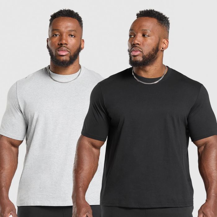 GS - T-Shirt 2 Pack - Black/Light Grey Marl