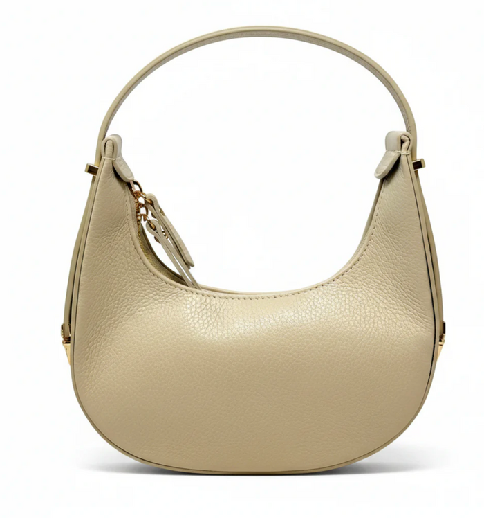 Half-Moon Italian Leather Shoulder/Crossbody Bag - Ivory