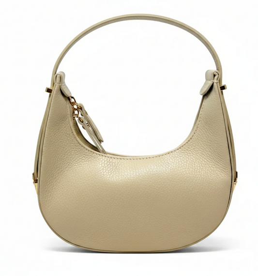 Half-Moon Italian Leather Shoulder/Crossbody Bag - Ivory