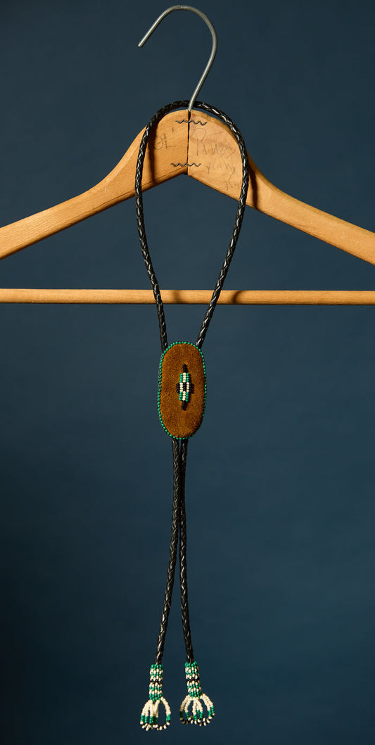 Hand beaded tortoise bolo tie