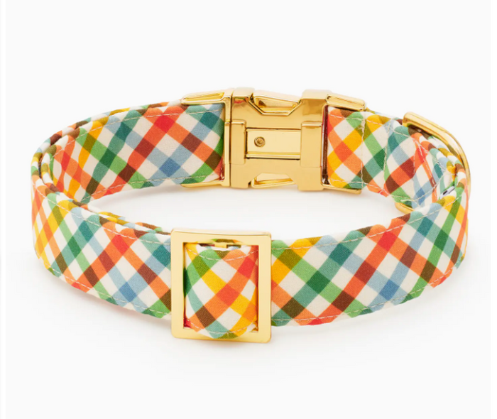Harvest Gingham Dog Collar