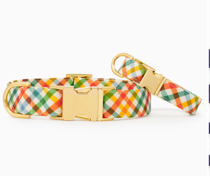 Harvest Gingham Dog Collar